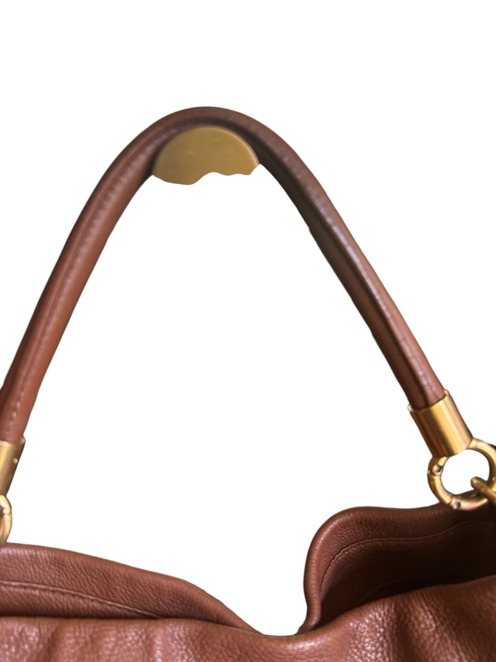 Marc by Marc Jacobs Pebbled Leather Hobo Shoulder Crossbody Cognac Bag - Picture 9 of 16